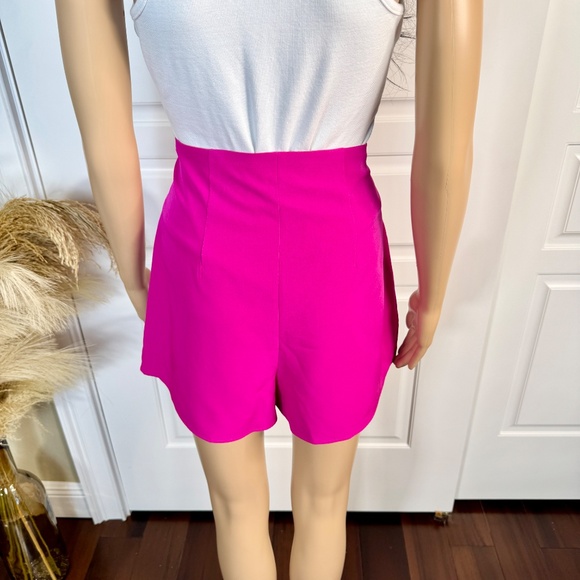 EXPRESS EDITOR FUCHSIA HIGH WAIST MINI SKORT WITH A WRAP FRONT DESIGN - Picture 7 of 13